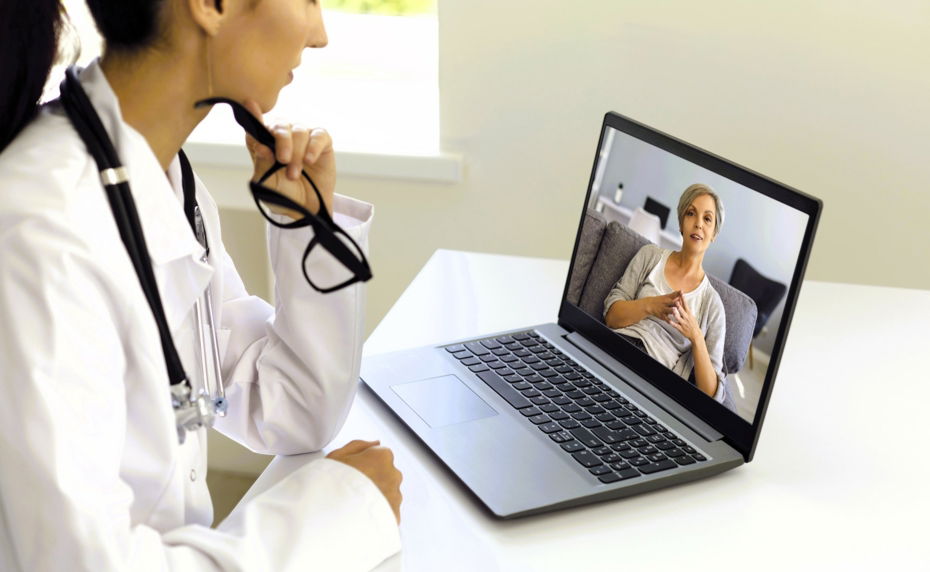 Doctor on a laptop telehealth session